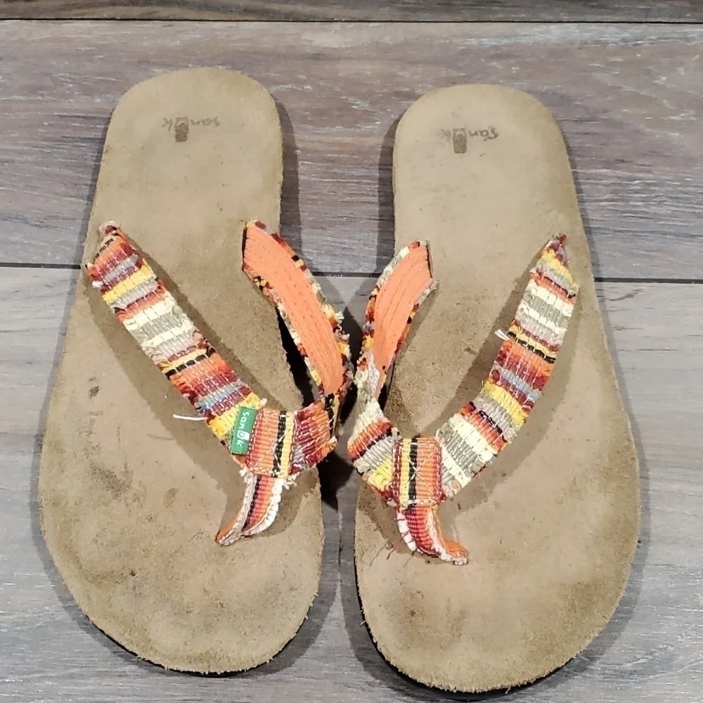 Sanuk Women sz 11 thong shoes flats flip flop sandals